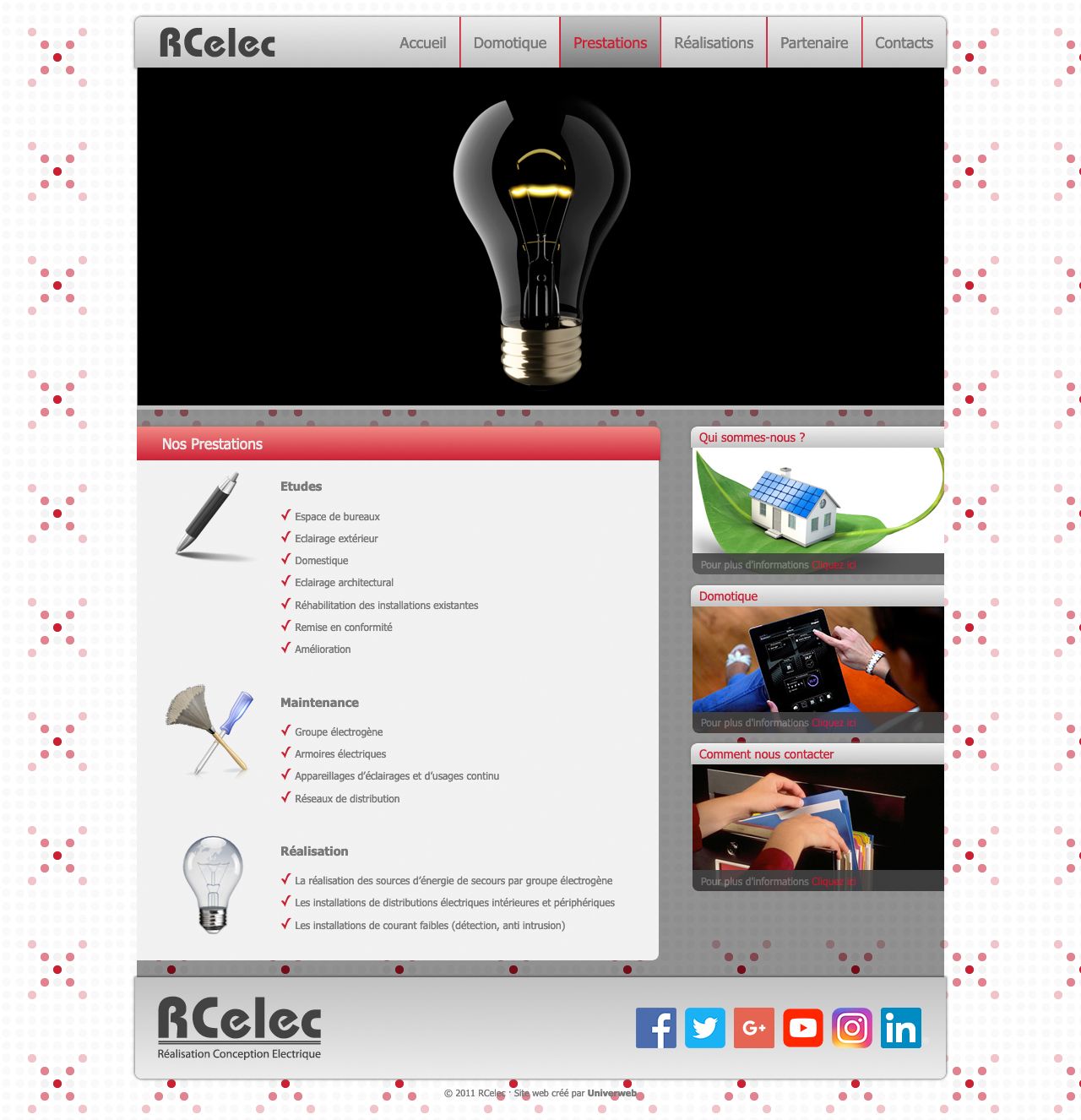 Un aperçu du site web de RCelec